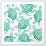 The blue ocean turtles