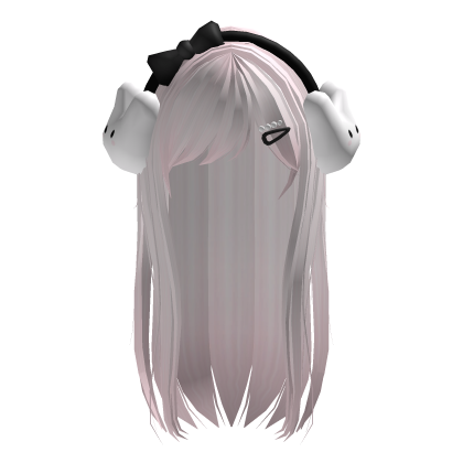 Pink Kawaii Vkei Moe Hair W/ Black Bunny Headband