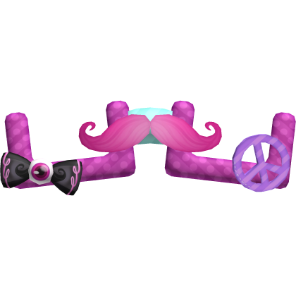 pastel goth y2k scene mustache peace glasses
