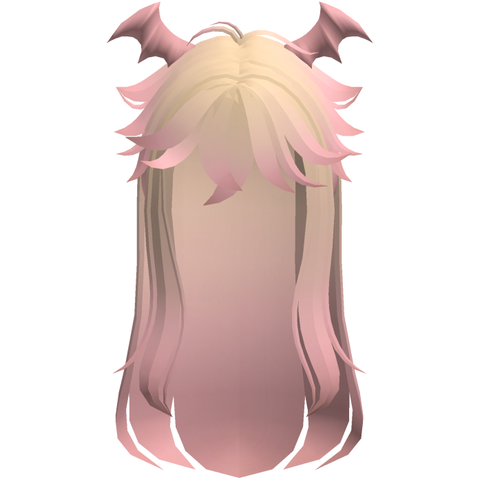 Hair with blonde and pink bat wings