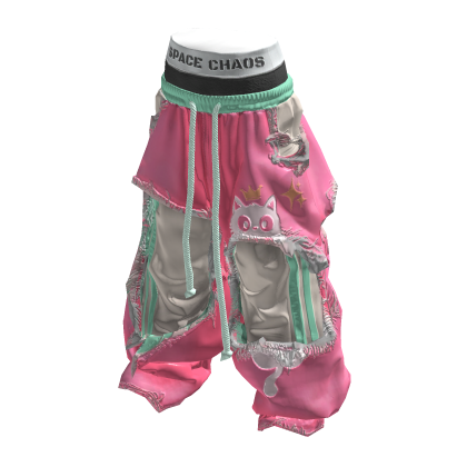 Pink Opium Style Distressed Panel Pants thumbnail