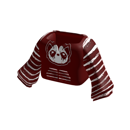 ♡  emo panda hoodie w striped sleeves in red thumbnail