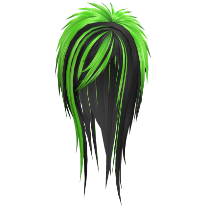 Black Choppy Emo Green Gradient Dye Hair