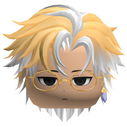 Messy Blonde White Hair w/ Gold Nerd Glasses 