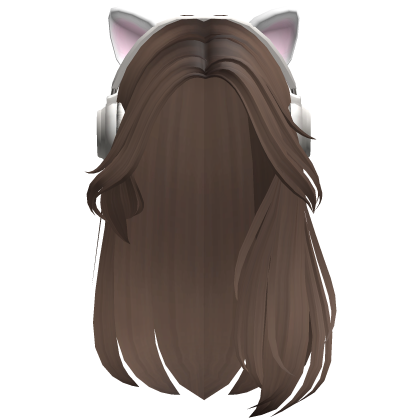 Gamer Girl Hair w/ Cat Headphones (Light Brown) Roblox item