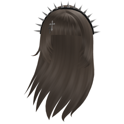 Brown Gothic Hair with Studded Headband and Cross Roblox item