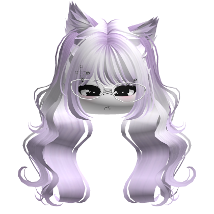 Wavy Moe Pigtails w/ Cat Ears (Lavender)