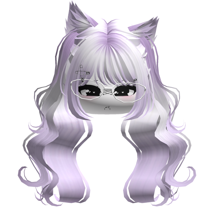 Wavy Moe Pigtails w/ Cat Ears (Lavender)