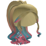 Blonde pink/blue Hair w Curly Pigtails