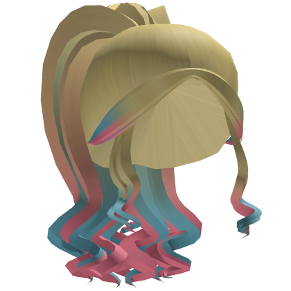Blonde pink/blue Hair w Curly Pigtails thumbnail