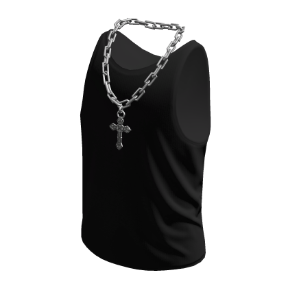 Tank Top Black Silver Cross Chain thumbnail