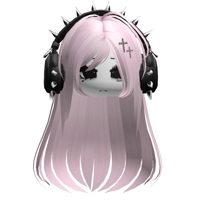 Punk Straight Hair W/ Headphones Pink