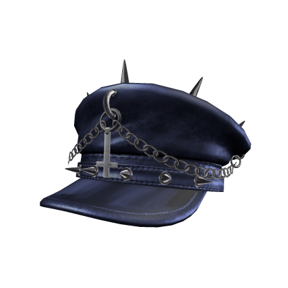 Goth Spiked Cross Chain Captain Hat Blue Roblox item