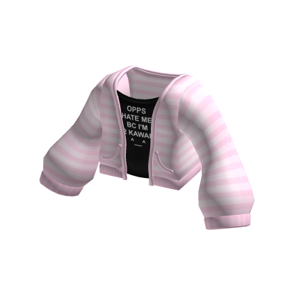 ♡ : cutecore silly tee w/ pink striped cardigan
