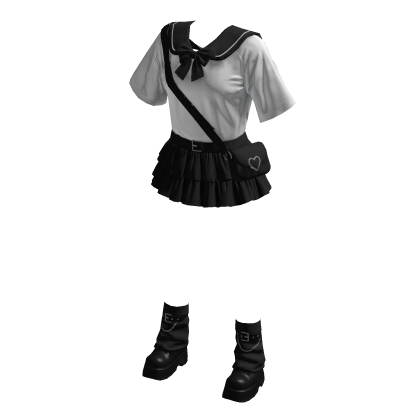 Kawaii Emo Neko Black & White Outfit 🖤🐾