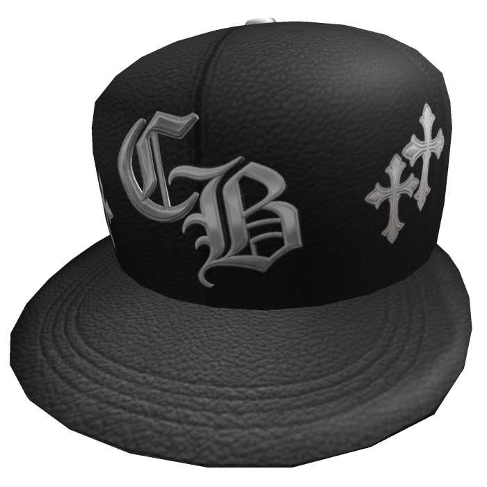 Black Leather Chrome Gangster Tilted Hat