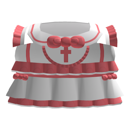 . ‿♡ cute red & white ruffle nurse dress w bows ♡ Roblox item
