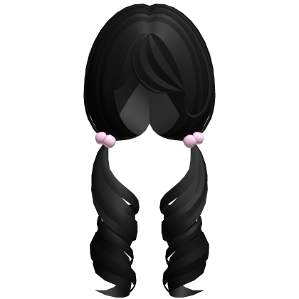 adorable dolly curly pigtails w bobbles in black Roblox item