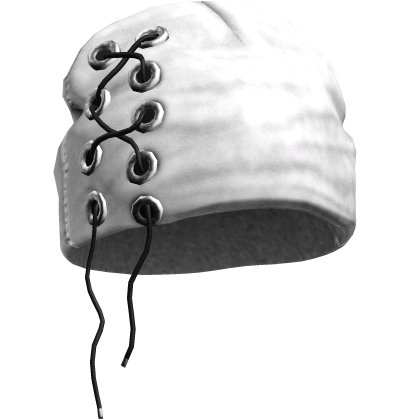 White Grunge Laced Beanie Roblox item