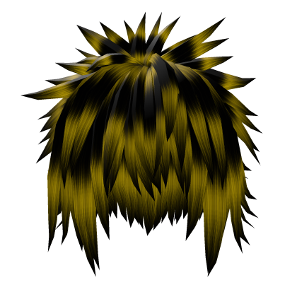 Fluffy Spiky Emo Black & Yellow Hair Roblox item
