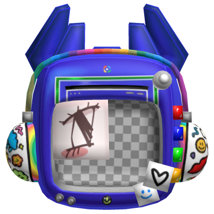 📺 Retro frutiger blue colorful techno tv hat Roblox item