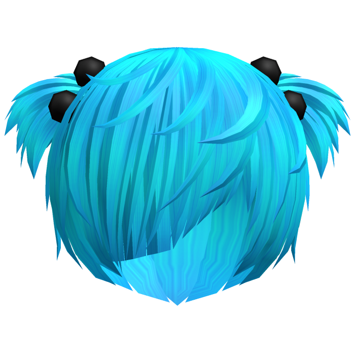 (//_^) neon blue messy anime vkei emo hair w buns