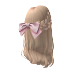 Blonde Hair With Pink Ribbon
