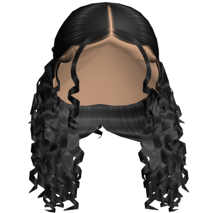Crimped Curly Half Up Half Down Bun (Black) Roblox item