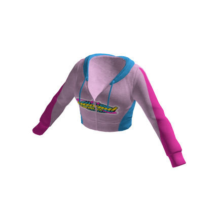 Two-Tone Blue & Pink Cropped Hoodie