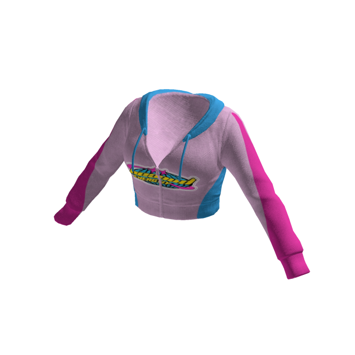Two-Tone Blue & Pink Cropped Hoodie