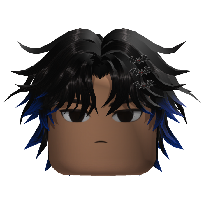 Messy Hair w/ Bat Clips (Black/Blue)