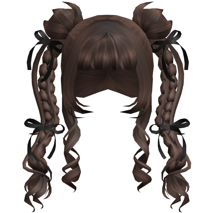 Brown Girl Hair Pigtails with Ribbons