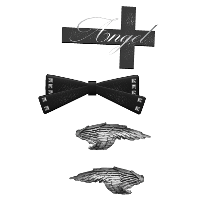 Winged Emo studded black Angel Hair Clip  Roblox item