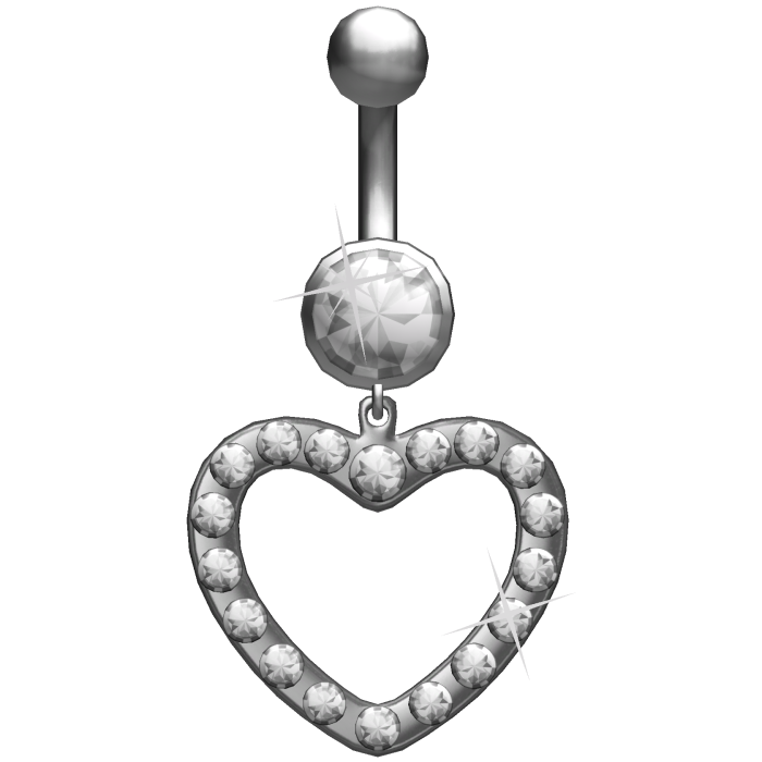 Oversized Heart Silver Belly Ring Piercing 