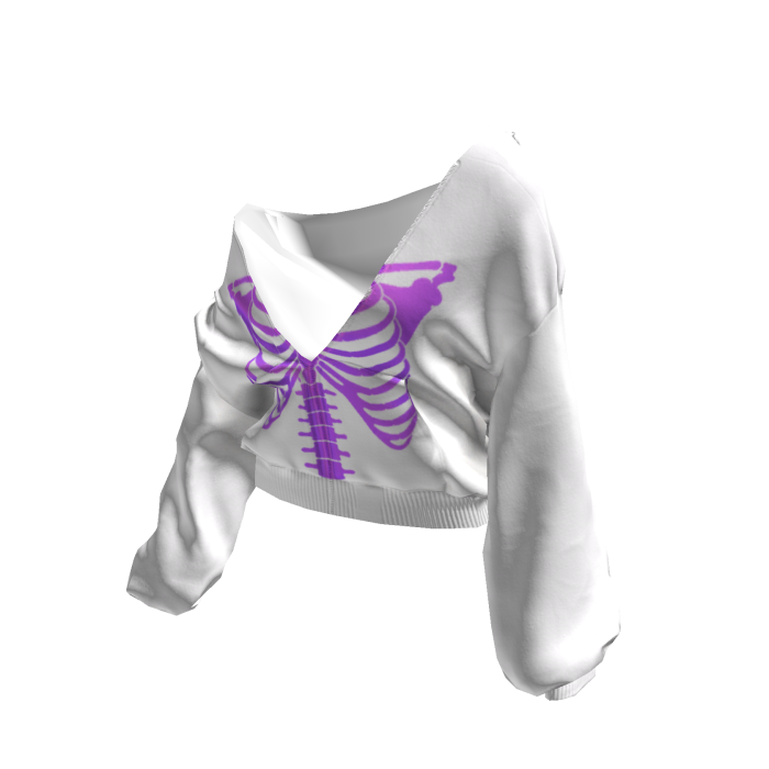 Skeleton Pullover Baggy Hoodie White&Purple