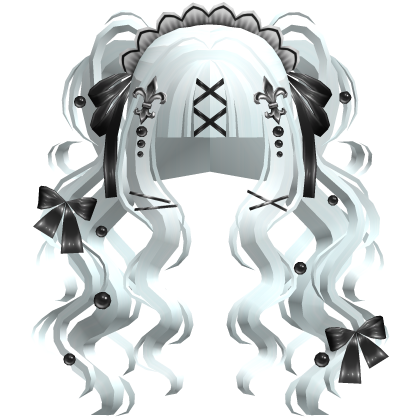 Gothic Doll Curly Pigtails & Ribbons In Blue