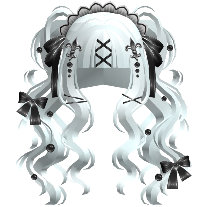 Gothic Doll Curly Pigtails & Ribbons In Blue