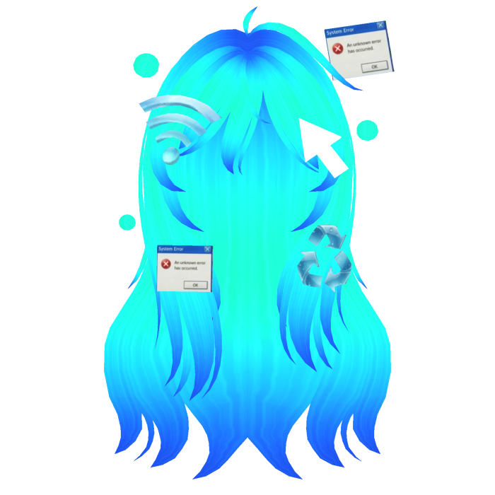 Frutiger Aero Blue Cute Girl Anime Hair