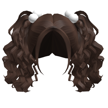 Curly Pigtails with Pom Poms (Brown) Roblox item