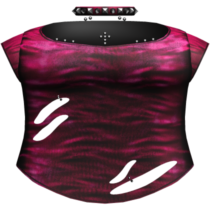 Emo Hot Pink Ripped Shirt /w Choker