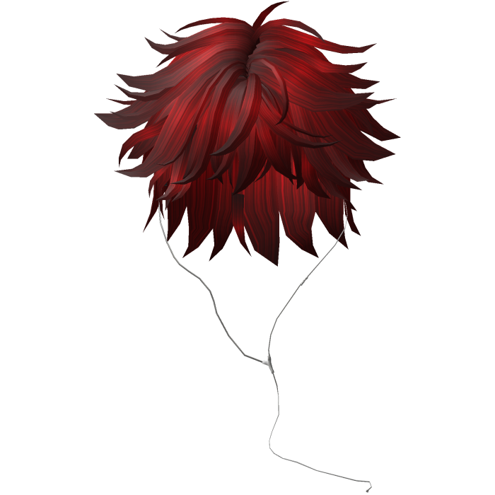 Y2K emo boy with headphones, red black hair