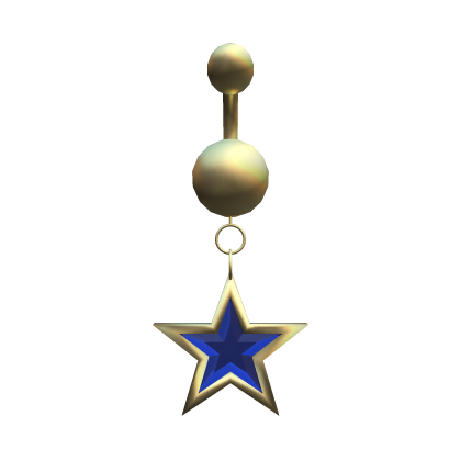 Gold Star Belly Button Piercing w/ Blue Gem (3.0) thumbnail