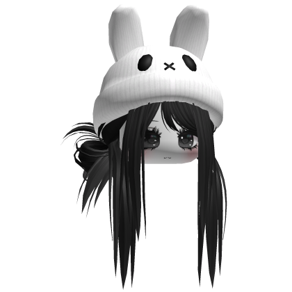 Moe Messy Girl Hair W/ Bunny Hat  Black V2