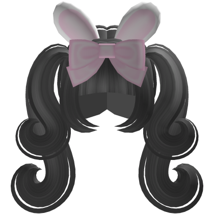double gray bunny ear pigtails with bow