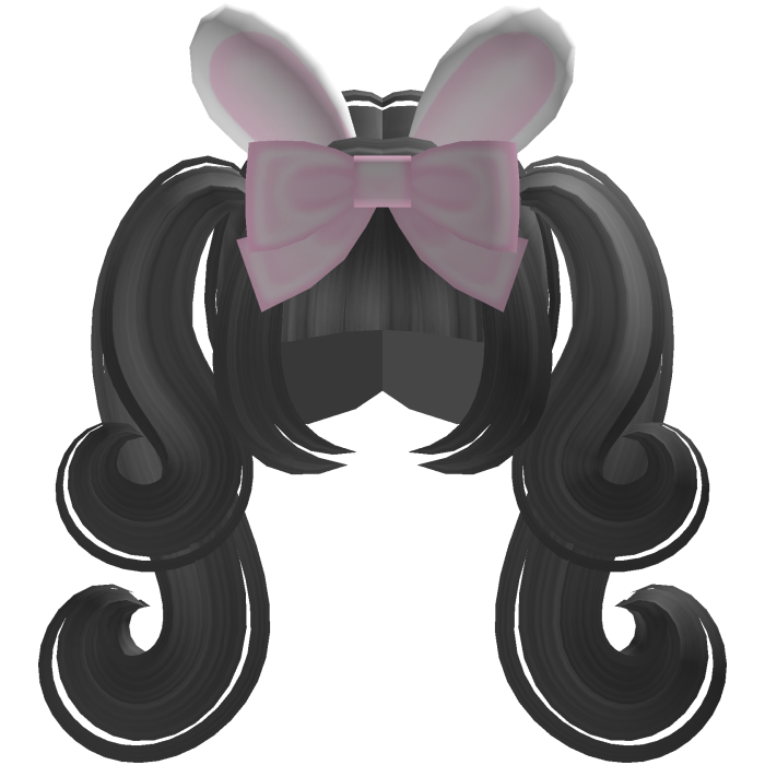 double gray bunny ear pigtails with bow