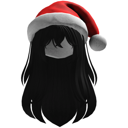 cute fluffy hair and a Christmas hat beret (Black)