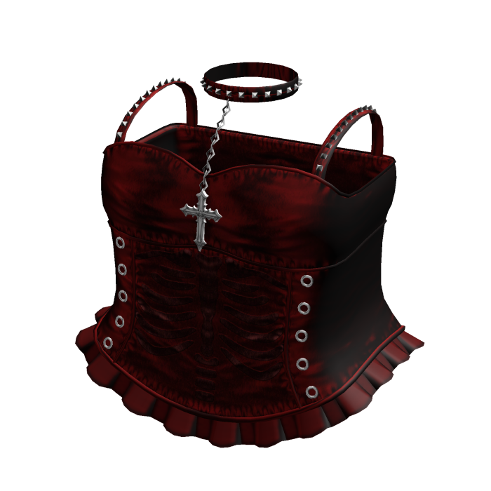 Emo Gothic Ribcage Dress w Choker in Red