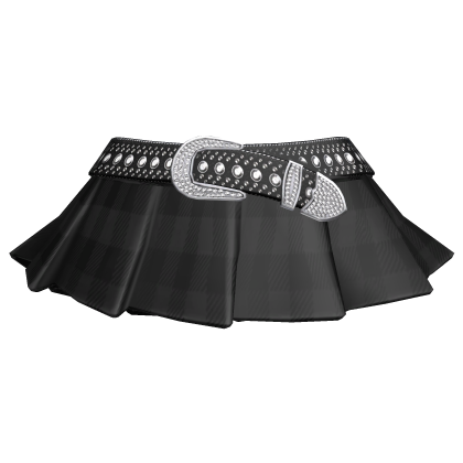 Chibi Rhinestone Belt Skirt Plaid