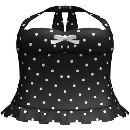 adorable black polka dot ruffled bow halter top