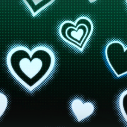 Cyan Neon Glowing Hearts